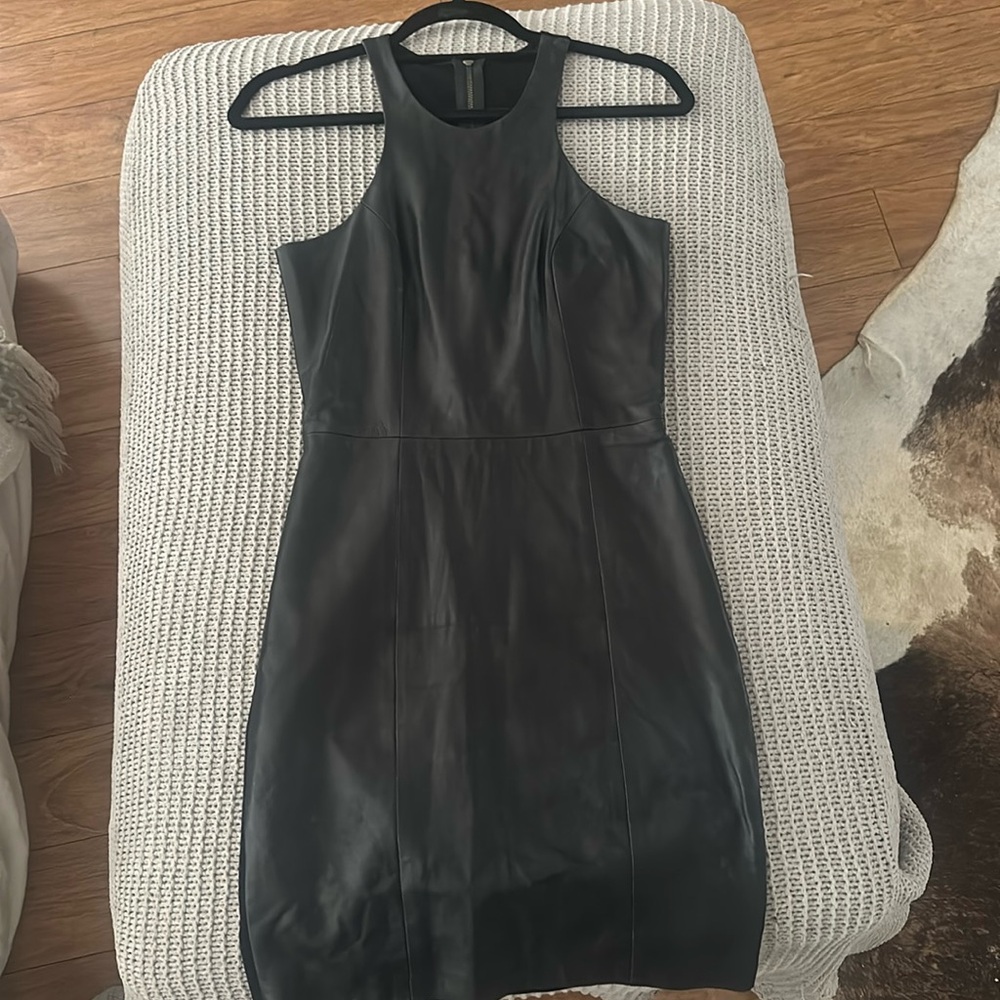 Black leather mason dress